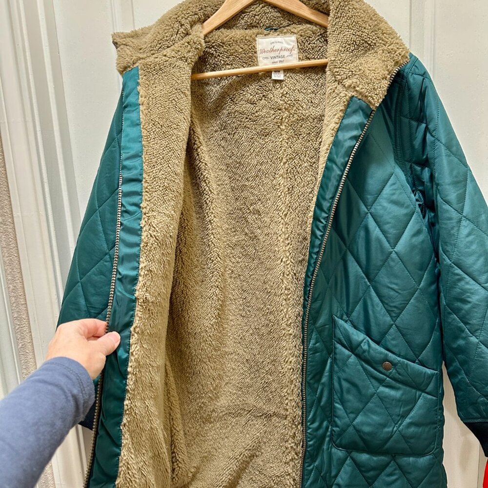 Weatherproof Women's Quilted Parka Jacket Coat Sherpa Lined Size M Green (NEW) - Picture 4 of 14